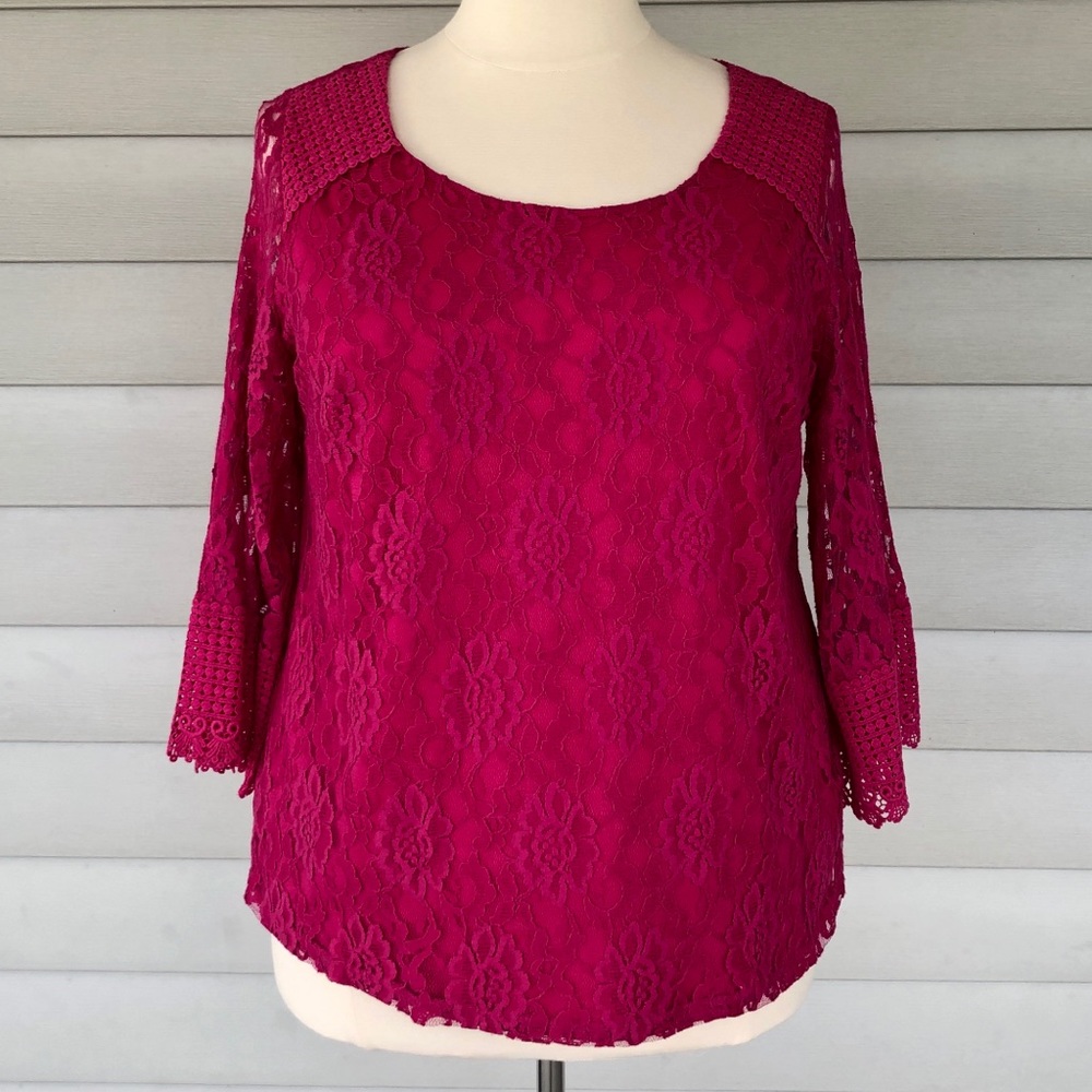 Style & Co Pink Lace Top Size 1X